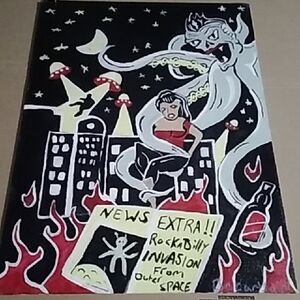 Rockabilly Invasion Art Print - Black, Red, White